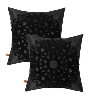 Czarne Poszewki dekoracyjne 2szt 45x45cm pluszowe