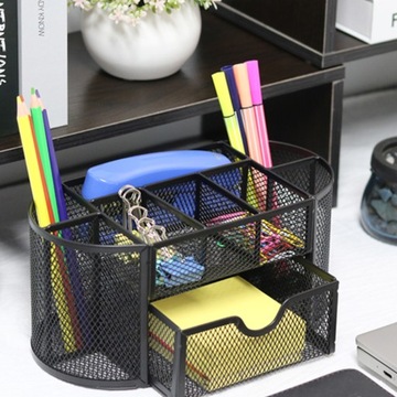 НАСТОЛЬНЫЙ ОРГАНАЙЗЕР МЕТАЛЛИЧЕСКИЙ ЯЩИК ДЛЯ ИНСТРУМЕНТОВ КОНТЕЙНЕР ДЛЯ РУЧКИ С ЯЩИКОМ