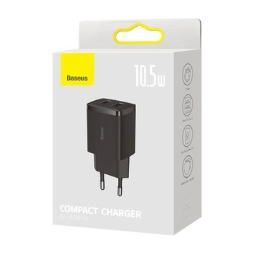 Настенное зарядное устройство BASEUS COMPACT QC 2xUSB 10,5 Вт ЧЕРНОЕ