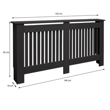 Крышка радиатора в стиле кантри, черная, 152x19x82