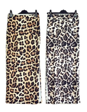 Женская длинная леопардовая юбка-карандаш с разрезом