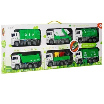 Набор из 6 мусоровозов, движущиеся части, мусоровоз 6Н.