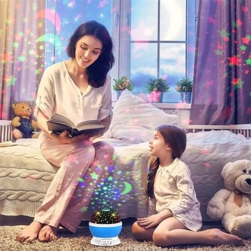 PROJEKTOR GWIAZD LAMPKA NOCNA NIEBA OBROTOWA 2w1