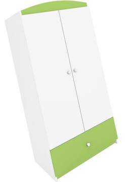 DZIECIĘCA SZAFA DWUDRZWIOWA ZIELONA 90 CM 4 PÓŁKI