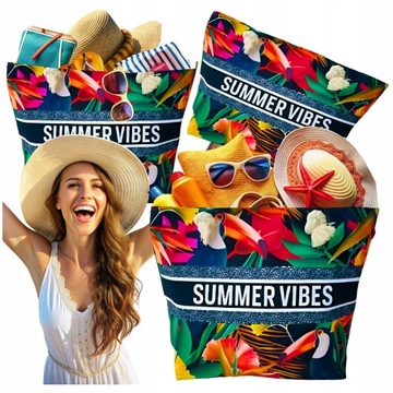 TORBA PLAŻOWA DUŻA ZAPINANA NA ZAMEK TOREBKA SHOPPER Z PODSZEWKĄ PIKNIK XXL