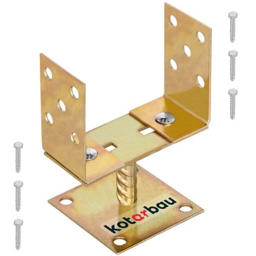 PODSTAWA SŁUPA KOTWA WSPORNIK REGULOWANY U PRZYKRĘCANY STOPKA 0-160MM ZŁOTA