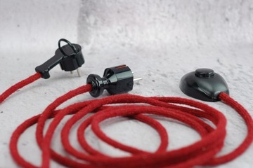 кабель в натуральной оплетке, бордовый ретро-паук