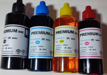 4x 100ml ATRAMENT W BUTELKACH DO DRUKAREK HP CANON EPSON BROTHER XL