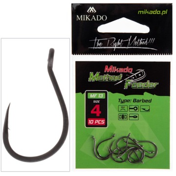 Haczyki Mikado MF13 rozmiar 4 z oczkiem do przyponów Method Feeder 10 sztuk