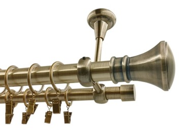 KARNISZ METALOWY SUFIT 25+19mm MIX KOŃCÓWEK ZŁOTO ANTYK 200cm galwanizowany