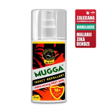 Mugga Extra Strong DEET 50% spray na komary kleszcze 75 ml