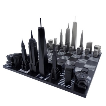 Набор шахмат Skyline New York из нержавеющей стали.