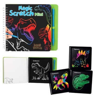Wyrapywanki z dinozaurami Magic Scratch zdrapki Dino World kolorowe