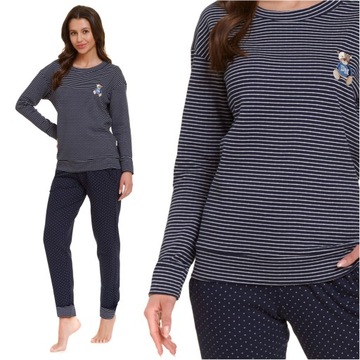 Piżama damska długi rękaw DOCTOR NAP 5250 navy blue M