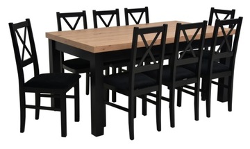 solidne krzesła z PODUSZKĄ x8 stół DĄB 90x170/250