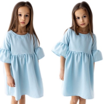 Lily Grey SUKIENKA BOHO PUFKI błękitna blue 146