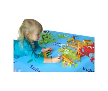 Duża mapa świata MONTESSORI - kontynenty po polsku