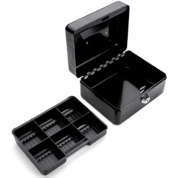 МЕТАЛЛИЧЕСКАЯ КАССЕТА ДЛЯ ДЕНЕГ С КЛЮЧОМ, МАЛЕНЬКИЙ СЕЙФ ДЛЯ МАГАЗИНА, ЧЕРНЫЙ