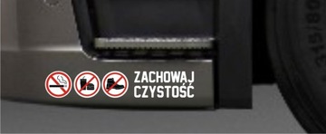 Naklejka na tira taxi ZACHOWAJ CZYSTOŚĆ zakaz but papieros *WZORY *KOLORY