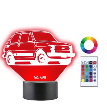 Lampka Nocna 3D Led MALUCH FIAT 126P Grawer Imię