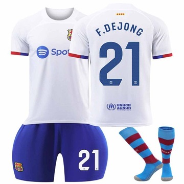 Komplet koszulek piłkarskich Barcelona away Nr 21 F.DE JONG