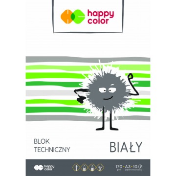 Blok techniczny A3 biały 10 kartek HAPPY COLOR