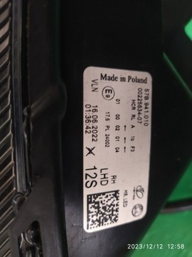 LAMPA PRZÓD PRAWA SKODA KAROQ LIFT 57B941010