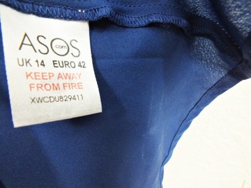 84. ASOS Lejąca delikatna granatowa sukienka kieszonki 42 44