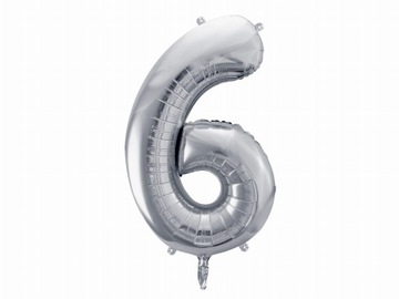 BALON foliowy SREBRNY urodziny cyfra numer 6