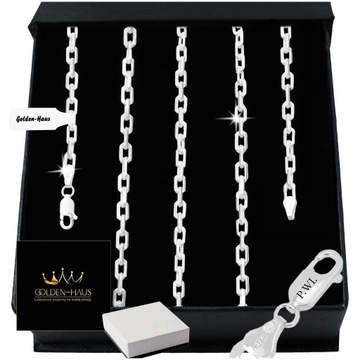 SREBRNY ŁAŃCUSZEK MĘSKI ANKIER DIAMENTOWANY 60cm/3,5mm SREBRO 925 + GRATISY
