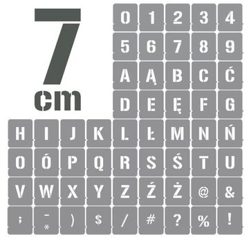Szablony zestaw LITERY i CYFRY 7cm /malarskie/