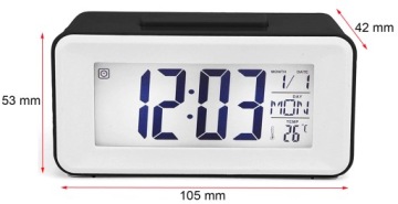 ЦИФРОВОЙ БУДИЛЬНИК LCD ТЕРМОМЕТР ГОЛОСОВОЕ УПРАВЛЕНИЕ ТАЙМЕР БЕЛЫЙ