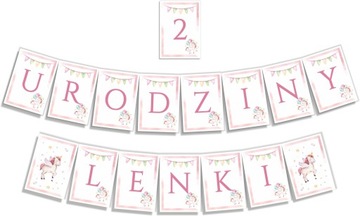 Girlanda Baner na Urodziny jednorożec + imię