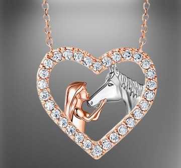 Детское ожерелье Лошадь Лошадь в сердце Сердце Золото Розовый Милый Красивый