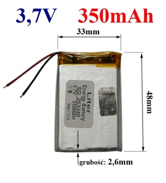 Akumulator Bateria GPS GSM 263348 253550 350mAh