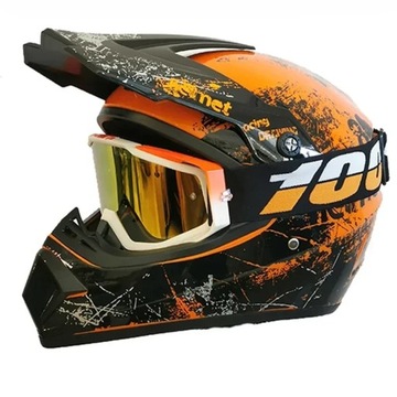 KASK MOTOCYKLOWY DZIECIĘCY ENDURO QUADA Z GOGLAMI -, M