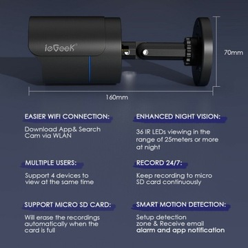 БЕСПРОВОДНАЯ WIFI IP-КАМЕРА НАРУЖНЫЙ МОНИТОРИНГ