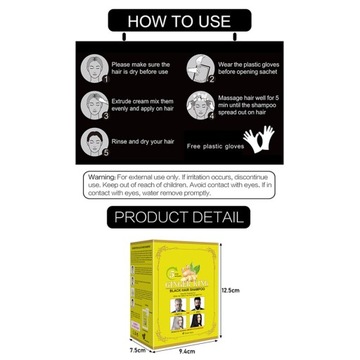 10 шт., 25 мл, шампунь для волос с имбирем, удаление седых волос, 9U