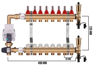 РАСПРЕДЕЛИТЕЛЬ 8 С НАСОСНОЙ ГРУППОЙ WILO ДЛЯ НАПОЛЬНОГО БЛОКА