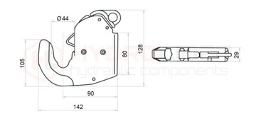 КРЮК КОНЦЕВОЙ СВАРОЧНЫЙ КАТ. 1 БЕЗ ШАРОВОЙ 44X28 ДЛЯ ТРАКТОРА Тяга рулевая тяга