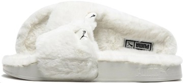 KLAPKI DAMSKIE PUMA CAT BIAŁE Z FUTERKIEM R. 38