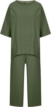 Zielony dwuczęściowy komplet bluzka spodnie 4XL 48