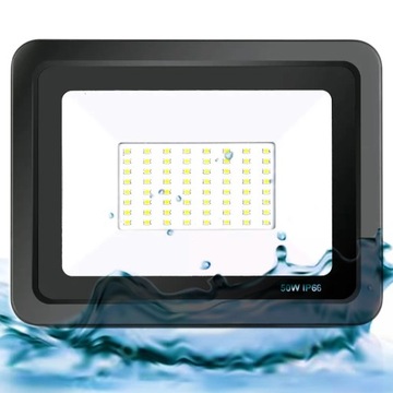 MOCNY HALOGEN 50W NAŚWIETLACZ LAMPA LED REFLEKTOR + UCHWYT IP66 4500LM SLIM