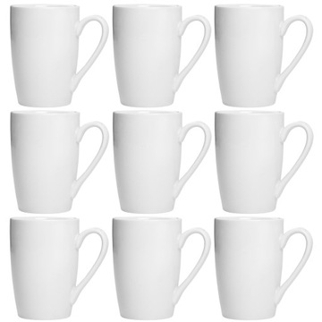 9x KUBEK PORCELANOWY BIAŁY 300ml do KAWY HERBATY NAPOJÓW KUBEK z UCHEM