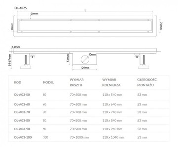 Линейный слив 70 см Lines