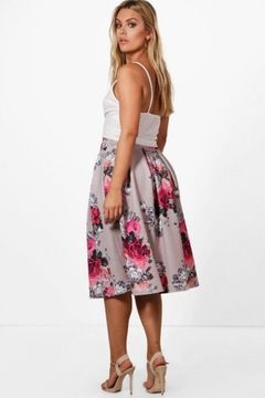 BOOHOO PLUS SPÓDNICA MIDI W KWIATY 6XL