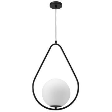 Lampa APP938 sufitowa wisząca czarna mleczna kula