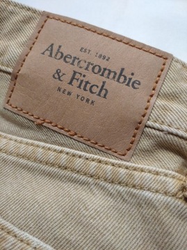 Spodnie jeansowe męskie jasne beżowe abercrombie&fitch 30/32 slim straight