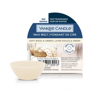SOFT WOOL & AMBER Yankee Candle Wosk Zapachowy