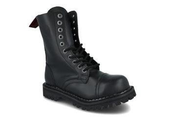 Glany czarne Nagaba 10 dziurek skórzane wysokie buty stalkapy wojskowe R44
